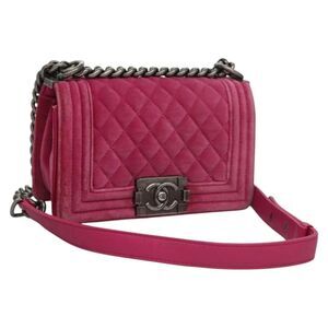 Chanel Boy Flap Quilted Velvet Pink Velvet Shoulder Bag Bag